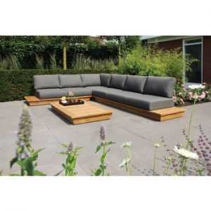 Home Suns Isla loungeset met teak meubels voor een comfortabele zit- en relaxplek in de tuin